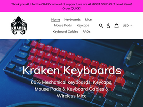 'krakenkeyboards.com' screenshot