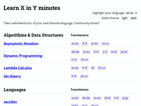 'learnxinyminutes.com' screenshot