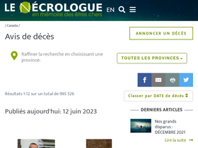'lenecrologue.com' screenshot