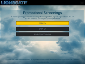 'lionsgatescreenings.com' screenshot