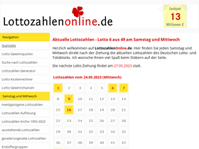 'lottozahlenonline.de' screenshot