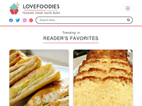 'lovefoodies.com' screenshot
