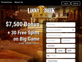 'luckycreek.com' screenshot