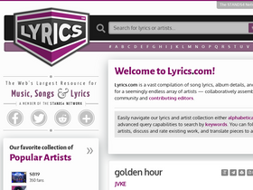 'lyrics.com' screenshot