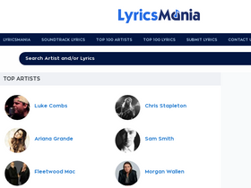 'lyricsmania.com' screenshot