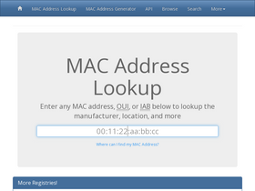'macvendorlookup.com' screenshot