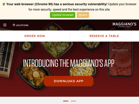 'maggianos.com' screenshot