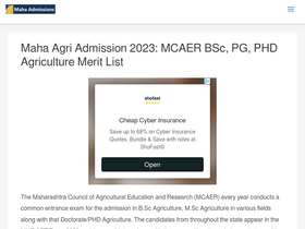 'maha-agriadmission.in' screenshot
