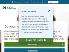 'mahealthconnector.org' screenshot
