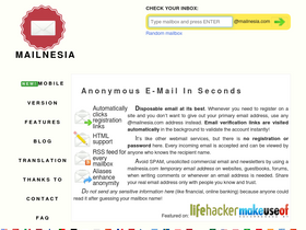 'mailnesia.com' screenshot