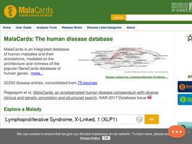 'malacards.org' screenshot