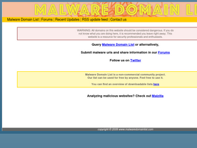 'malwaredomainlist.com' screenshot