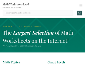 'mathworksheetsland.com' screenshot