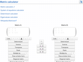 'matrixcalc.org' screenshot