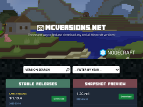 'mcversions.net' screenshot