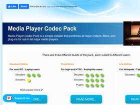 'mediaplayercodecpack.com' screenshot