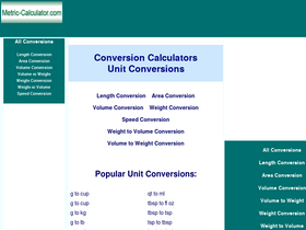 'metric-calculator.com' screenshot
