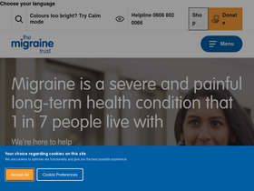 'migrainetrust.org' screenshot