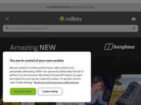 'millets.co.uk' screenshot