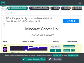 'minecraft-server.net' screenshot