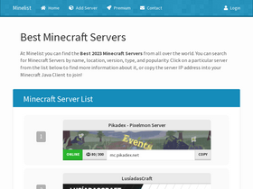 'minelist.net' screenshot