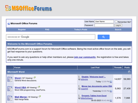 'msofficeforums.com' screenshot