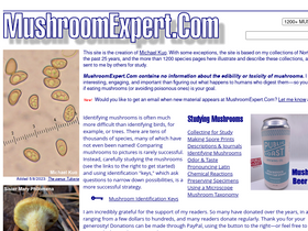 'mushroomexpert.com' screenshot