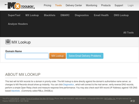 'mxtoolbox.com' screenshot