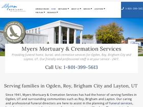 'myers-mortuary.com' screenshot