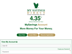 'mysavingsdirect.com' screenshot