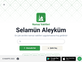 'namazvakitleri.com.tr' screenshot