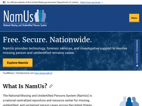 'namus.gov' screenshot