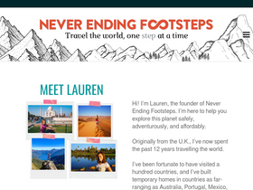 'neverendingfootsteps.com' screenshot