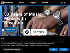 'novationmusic.com' screenshot