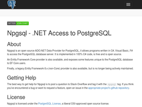 'npgsql.org' screenshot