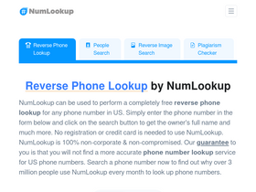 'numlookup.com' screenshot