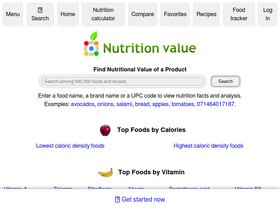 'nutritionvalue.org' screenshot