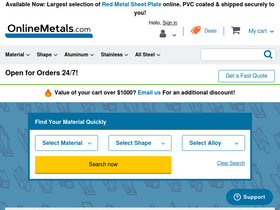 'onlinemetals.com' screenshot