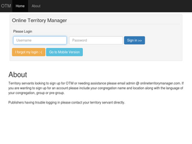 'onlineterritorymanager.com' screenshot