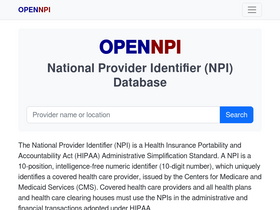 'opennpi.com' screenshot