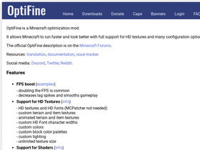 'optifine.net' screenshot