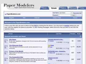 'papermodelers.com' screenshot