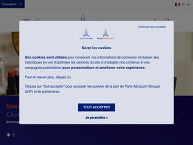 'parisaeroport.fr' screenshot