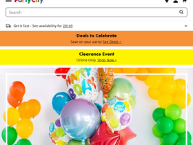 'partycity.com' screenshot