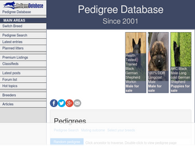 'pedigreedatabase.com' screenshot