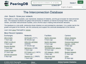 'peeringdb.com' screenshot