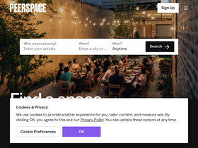 'peerspace.com' screenshot