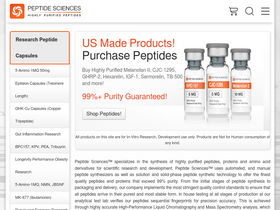 'peptidesciences.com' screenshot