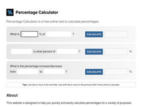 'percentagecalculator.net' screenshot