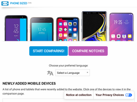 'phonesized.com' screenshot